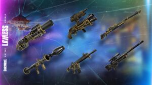 【フォートナイト】コミュニティクエスト達成!闇市からエキゾチック武器とマイダスのギルデッドアイドラムガン、ブルータスのミニガンが購入可能に!
