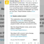 「エプスタイン生存説」に新展開？フォートナイト公式の説明に矛盾、Xでコミュニティノートが発動する異例の事態に