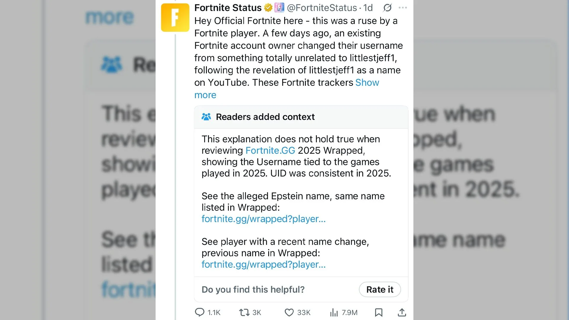 「エプスタイン生存説」に新展開？フォートナイト公式の説明に矛盾、Xでコミュニティノートが発動する異例の事態に