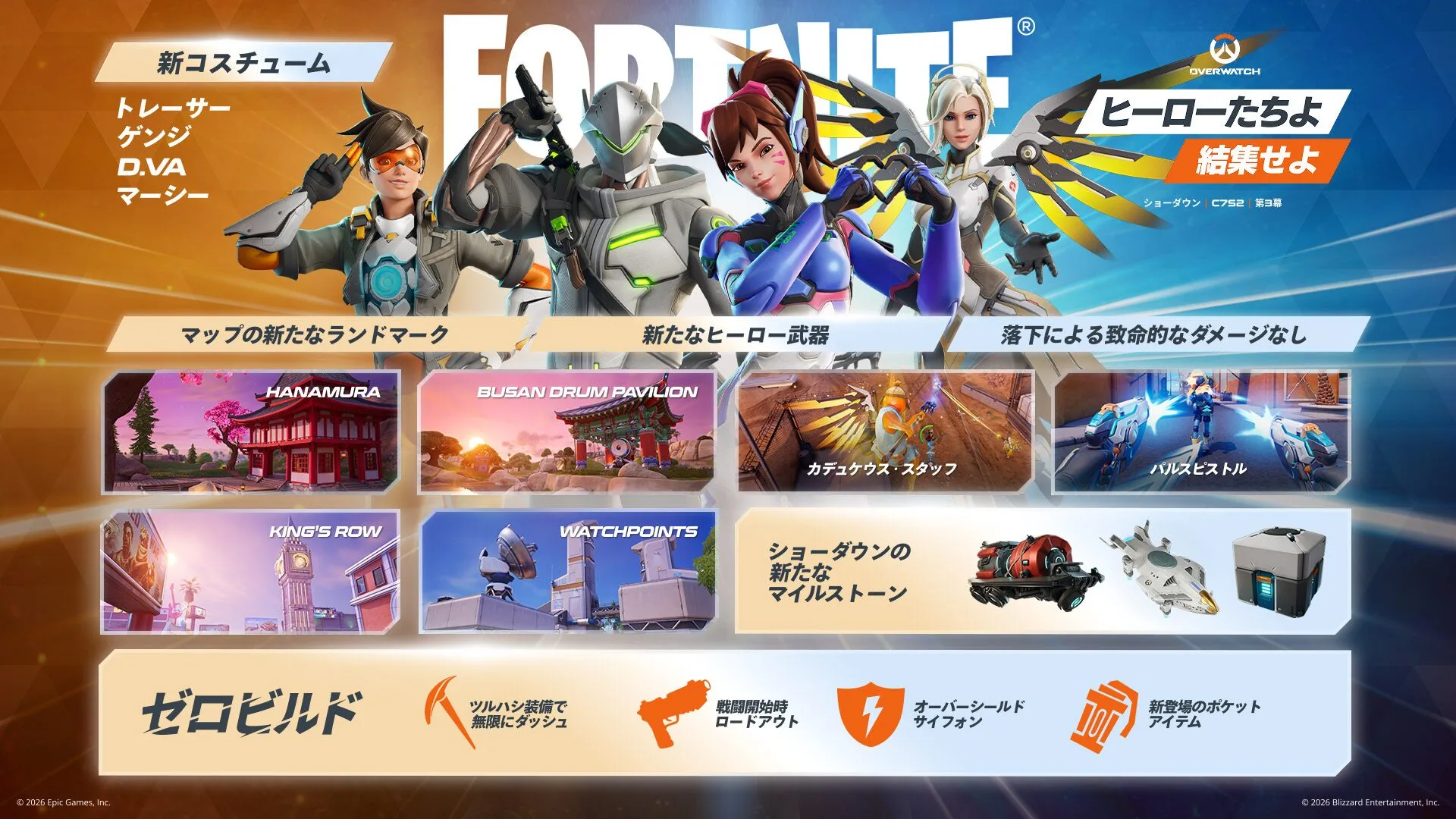 【フォートナイト】v40.40アップデートがやってくる！オーバーウォッチコラボ開幕、D.Vaやゲンジなどが参戦！ゼロビルド刷新など