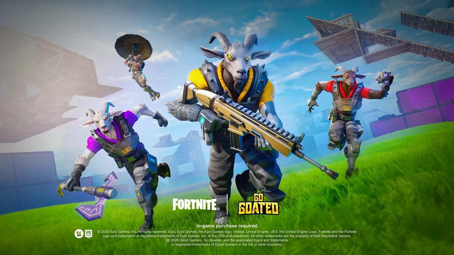 【フォートナイト】史上初！大人気クリエイティブマップ「GO GOATED!」が公式スキン化。Good Gamersとの超大型コラボが6月11日に決定！