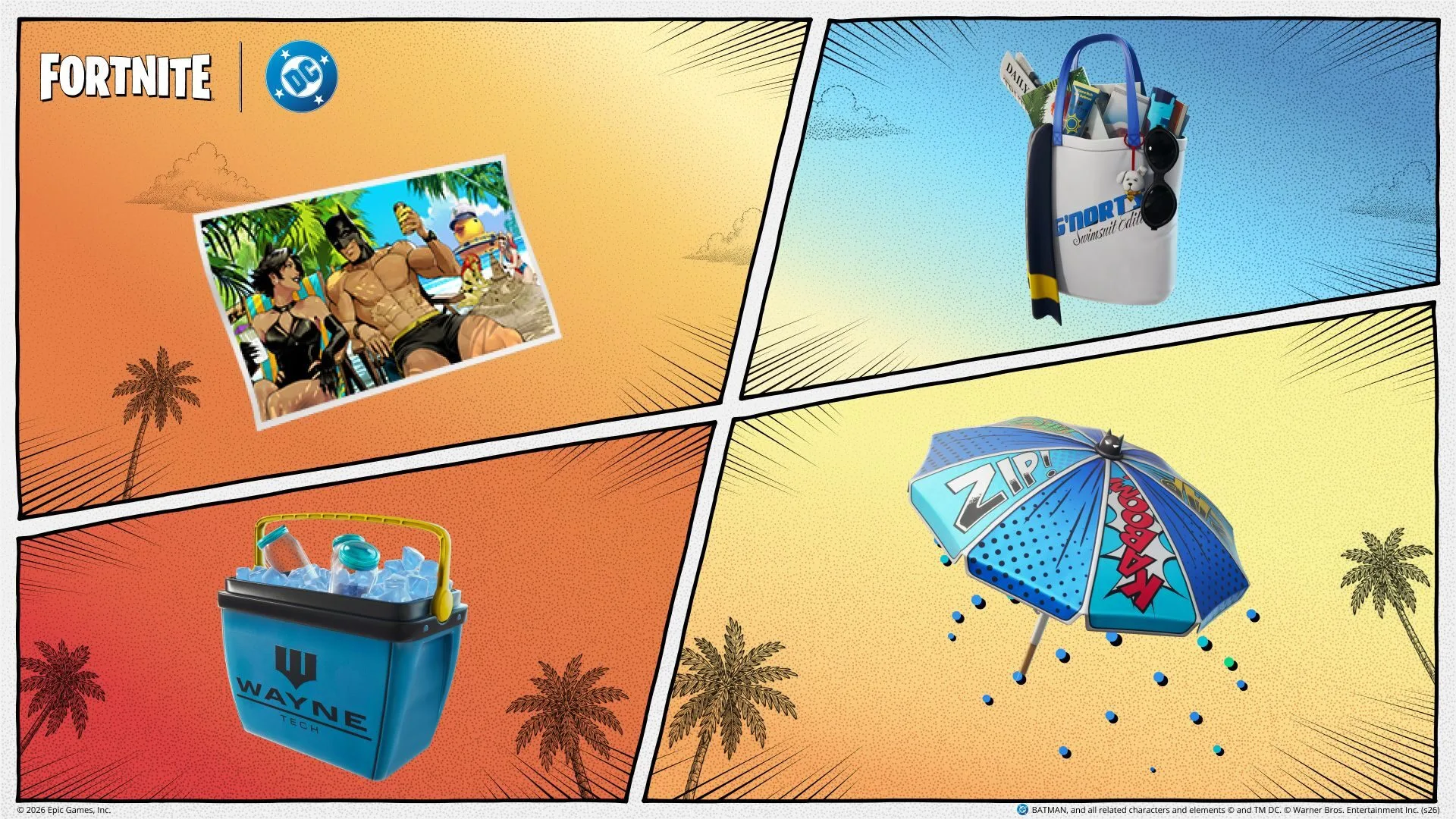 【フォートナイト】夏イベント「バットマンのアツい夏」が始動！バックパックやツルハシ、傘グライダーなど無料クエスト報酬が盛りだくさん